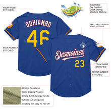Load image into Gallery viewer, Custom Royal Yellow-Crimson Mesh Authentic Throwback Baseball Jersey