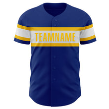 Laden Sie das Bild in den Galerie-Viewer, Custom Royal White-Yellow Authentic Baseball Jersey