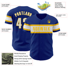 Laden Sie das Bild in den Galerie-Viewer, Custom Royal White-Yellow Authentic Baseball Jersey