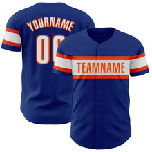 Laden Sie das Bild in den Galerie-Viewer, Custom Royal White-Orange Authentic Baseball Jersey