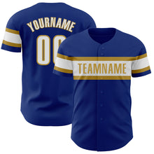 Laden Sie das Bild in den Galerie-Viewer, Custom Royal White-Old Gold Authentic Baseball Jersey