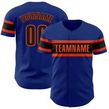 Load image into Gallery viewer, Custom Royal Black-Orange Authentic Baseball Jersey