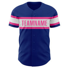 Laden Sie das Bild in den Galerie-Viewer, Custom Royal White-Pink Authentic Baseball Jersey