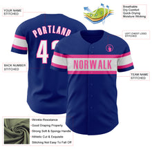 Laden Sie das Bild in den Galerie-Viewer, Custom Royal White-Pink Authentic Baseball Jersey
