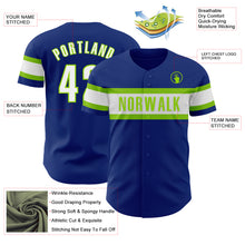 Laden Sie das Bild in den Galerie-Viewer, Custom Royal White-Neon Green Authentic Baseball Jersey