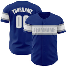 Laden Sie das Bild in den Galerie-Viewer, Custom Royal White-Gray Authentic Baseball Jersey