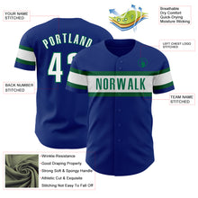 Laden Sie das Bild in den Galerie-Viewer, Custom Royal White-Kelly Green Authentic Baseball Jersey