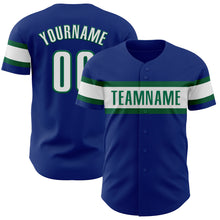 Laden Sie das Bild in den Galerie-Viewer, Custom Royal White-Kelly Green Authentic Baseball Jersey