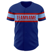 Load image into Gallery viewer, Custom Royal Light Blue-Red Authentic Baseball Jersey