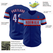 Load image into Gallery viewer, Custom Royal Light Blue-Red Authentic Baseball Jersey