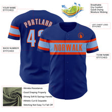 Load image into Gallery viewer, Custom Royal Light Blue-Orange Authentic Baseball Jersey