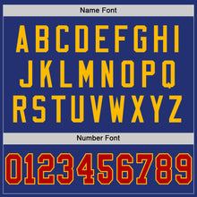 Загрузить изображение в средство просмотра галереи, Custom Royal Red-Gold Mesh Authentic Throwback Football Jersey