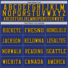 Load image into Gallery viewer, Custom Royal Gold-Black Mesh Authentic Throwback Football Jersey