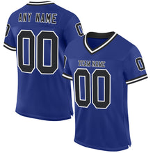 Laden Sie das Bild in den Galerie-Viewer, Custom Royal Black-White Mesh Authentic Throwback Football Jersey