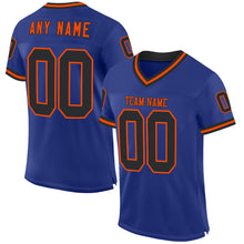 Load image into Gallery viewer, Custom Royal Black-Orange Mesh Authentic Throwback Football Jersey
