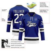 Laden Sie das Bild in den Galerie-Viewer, Custom Royal White-Black Hockey Lace Neck Jersey
