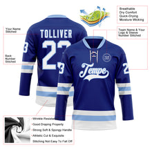 Загрузить изображение в средство просмотра галереи, Custom Royal White-Light Blue Hockey Lace Neck Jersey
