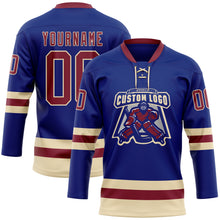 Загрузить изображение в средство просмотра галереи, Custom Royal Crimson-Cream Hockey Lace Neck Jersey