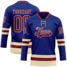 Загрузить изображение в средство просмотра галереи, Custom Royal Crimson-Cream Hockey Lace Neck Jersey