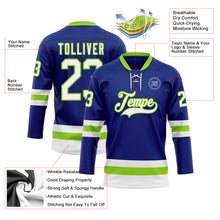 Загрузить изображение в средство просмотра галереи, Custom Royal White-Neon Green Hockey Lace Neck Jersey