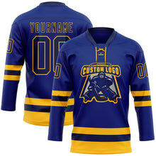 Загрузить изображение в средство просмотра галереи, Custom Royal Navy-Gold Hockey Lace Neck Jersey