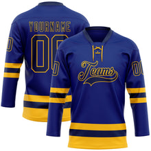 Загрузить изображение в средство просмотра галереи, Custom Royal Navy-Gold Hockey Lace Neck Jersey