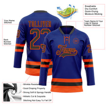 Load image into Gallery viewer, Custom Royal Black-Orange Hockey Lace Neck Jersey