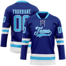 Загрузить изображение в средство просмотра галереи, Custom Royal Sky Blue-White Hockey Lace Neck Jersey