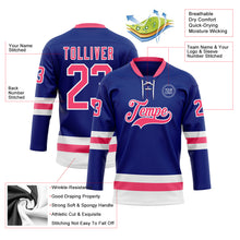 Загрузить изображение в средство просмотра галереи, Custom Royal Neon Pink-White Hockey Lace Neck Jersey