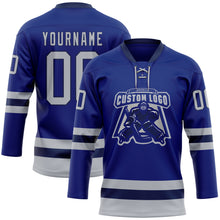 Загрузить изображение в средство просмотра галереи, Custom Royal Gray-Navy Hockey Lace Neck Jersey
