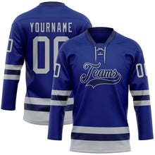 Загрузить изображение в средство просмотра галереи, Custom Royal Gray-Navy Hockey Lace Neck Jersey