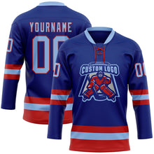 Загрузить изображение в средство просмотра галереи, Custom Royal Light Blue-Red Hockey Lace Neck Jersey