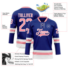 Load image into Gallery viewer, Custom Royal Medium Pink-White Hockey Lace Neck Jersey