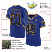 Laden Sie das Bild in den Galerie-Viewer, Custom Royal Black-Old Gold Mesh Authentic Throwback Football Jersey