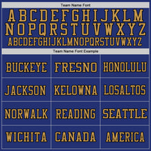 Laden Sie das Bild in den Galerie-Viewer, Custom Royal Black-Old Gold Mesh Authentic Throwback Football Jersey