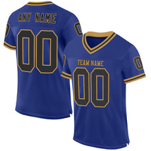 Laden Sie das Bild in den Galerie-Viewer, Custom Royal Black-Old Gold Mesh Authentic Throwback Football Jersey