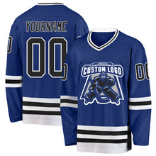 Load image into Gallery viewer, Custom Royal Black-White Hockey Jersey