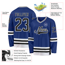 Load image into Gallery viewer, Custom Royal Black-White Hockey Jersey