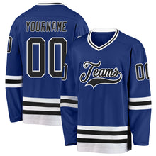 Load image into Gallery viewer, Custom Royal Black-White Hockey Jersey