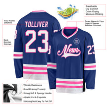 Загрузить изображение в средство просмотра галереи, Custom Royal White-Pink Hockey Jersey