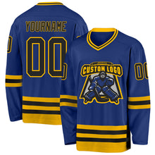 Load image into Gallery viewer, Custom Royal Black-Gold Hockey Jersey