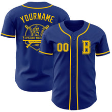 Load image into Gallery viewer, Custom Royal Yellow Authentic Baseball Jersey