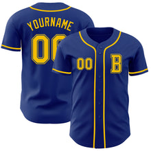 Load image into Gallery viewer, Custom Royal Yellow Authentic Baseball Jersey