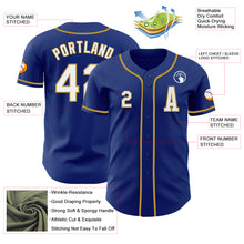 Laden Sie das Bild in den Galerie-Viewer, Custom Royal White-Old Gold Authentic Baseball Jersey