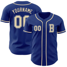 Laden Sie das Bild in den Galerie-Viewer, Custom Royal Cream Authentic Baseball Jersey