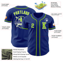 Laden Sie das Bild in den Galerie-Viewer, Custom Royal Neon Green-White Authentic Baseball Jersey