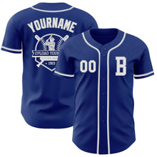 Laden Sie das Bild in den Galerie-Viewer, Custom Royal White-Gray Authentic Baseball Jersey