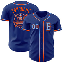 Laden Sie das Bild in den Galerie-Viewer, Custom Royal Light Blue-Orange Authentic Baseball Jersey