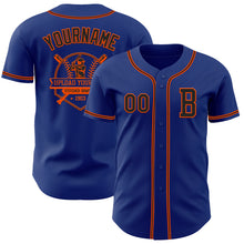 Laden Sie das Bild in den Galerie-Viewer, Custom Royal Black-Orange Authentic Baseball Jersey