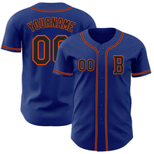 Laden Sie das Bild in den Galerie-Viewer, Custom Royal Black-Orange Authentic Baseball Jersey